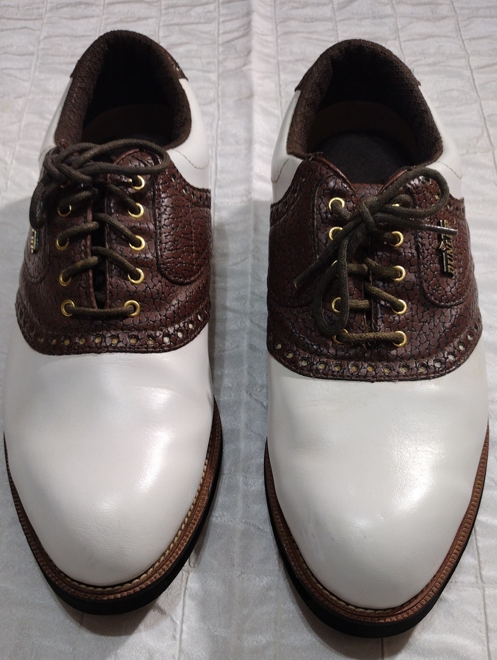 Dunlop Men's Two-Tone Brown and White Leather Golf Shoes Size 9.5